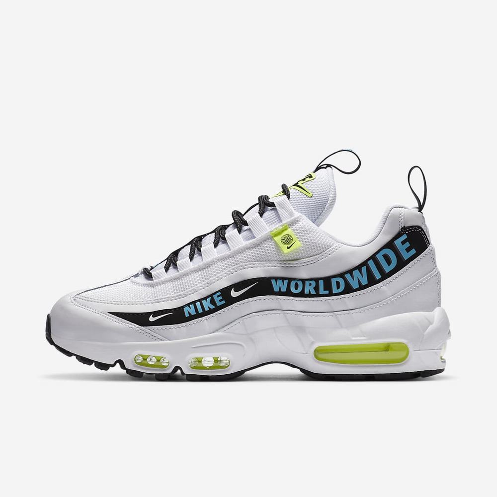 Sneakers Nike Air Max 95 SE Blanche 6749-218 White/Volt/Black/Blue Fury Homme | QMV-62807495